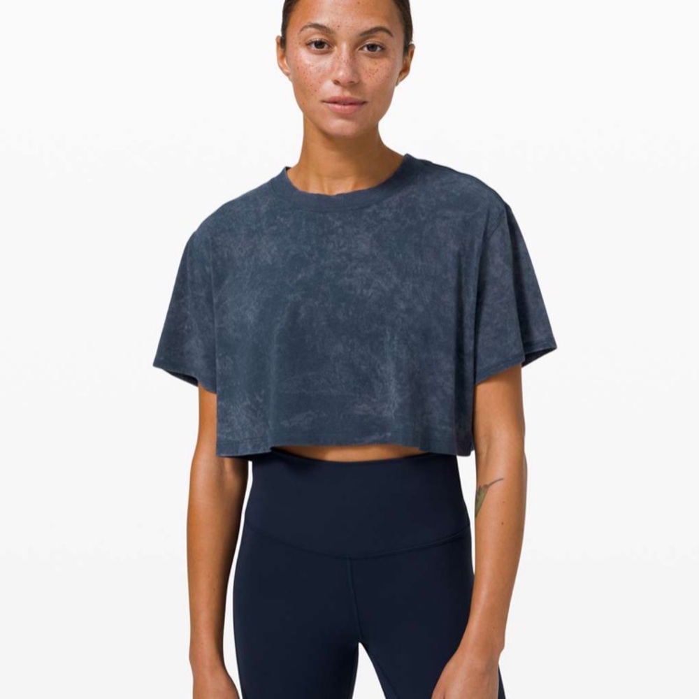 Lululemon All Yours Crop Tee Navy Wash